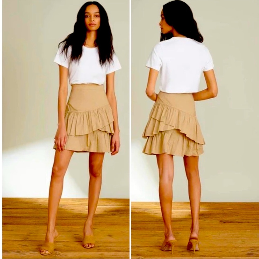 Tan Ruffle Skirt Veronica Beard Noha Dress XL